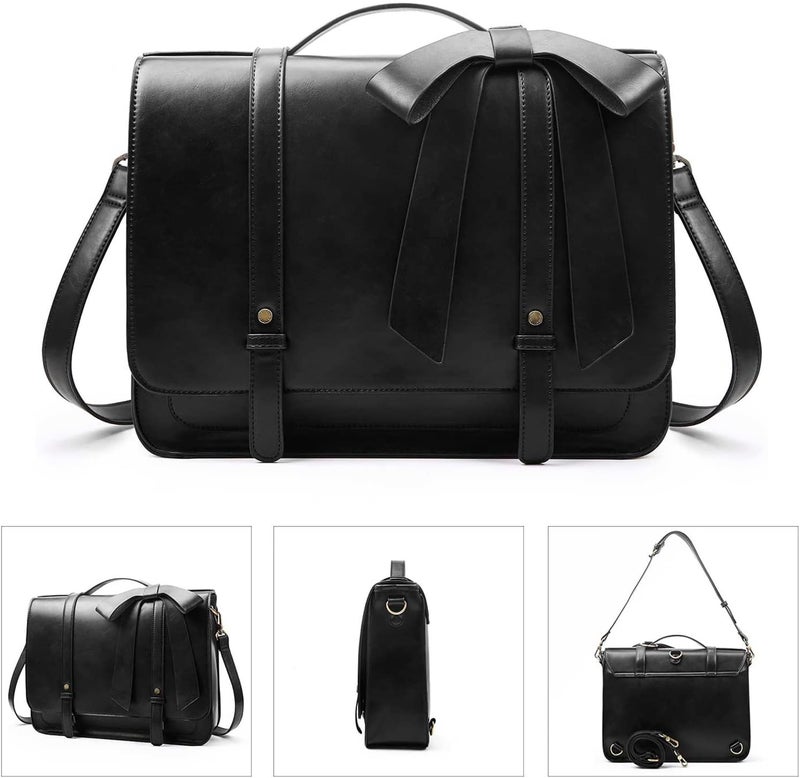 ECOSUSI Briefcase for Women Messenger Backpack PU Leather 14 inch Laptop Bag Satchel Computer Bag for College Business Travel | PU Leather, Laptop Bag, Satchel, Computer Bag, for College, Business - Image 4
